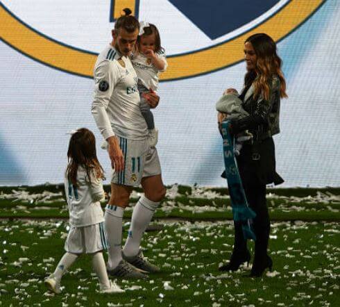 Emma Rhys-Jones with her husband, Gareth Bale, and children.